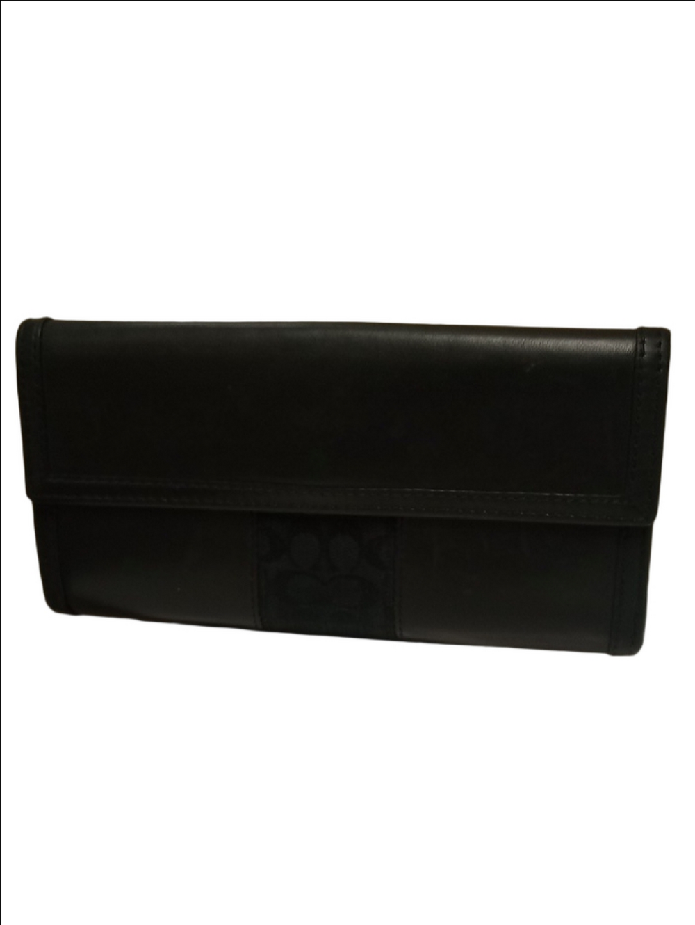 COACH VINTAGE 90'S EARLY Y2K BLACK LEATHER TWO SIDED MONOGRAM WALLET - Picture 6 of 14